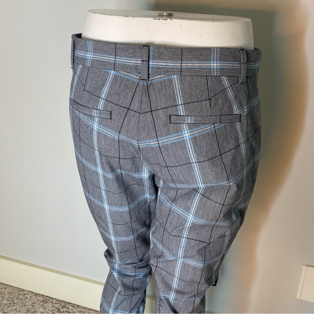GAP Signature Skinny Ankle Pants Grey Blue Plaid Dress Pants Cigarette Size 10 - Picture 9 of 15